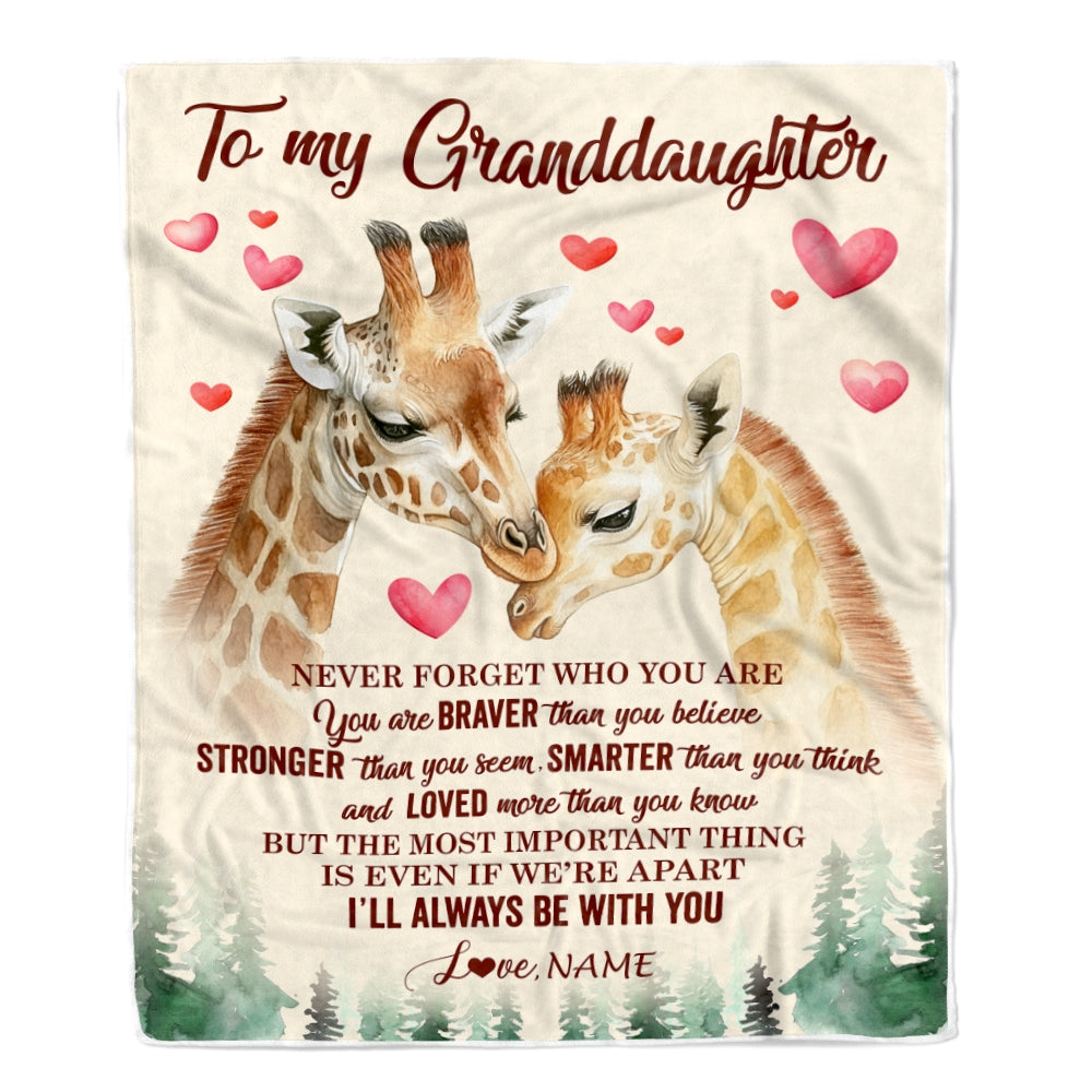 Personalized To My Granddaughter Blanket From Grandma Papa Never Forget Who Are You Giraffe Granddaughter Birthday Christmas Customized Fleece Throw Blanket | siriusteestore
