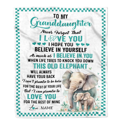 Personalized To My Granddaughter Blanket From Grandma Papa This Old Elephant Love You Granddaughter Birthday Gifts Graduation Christmas Fleece Throw Blanket | siriusteestore