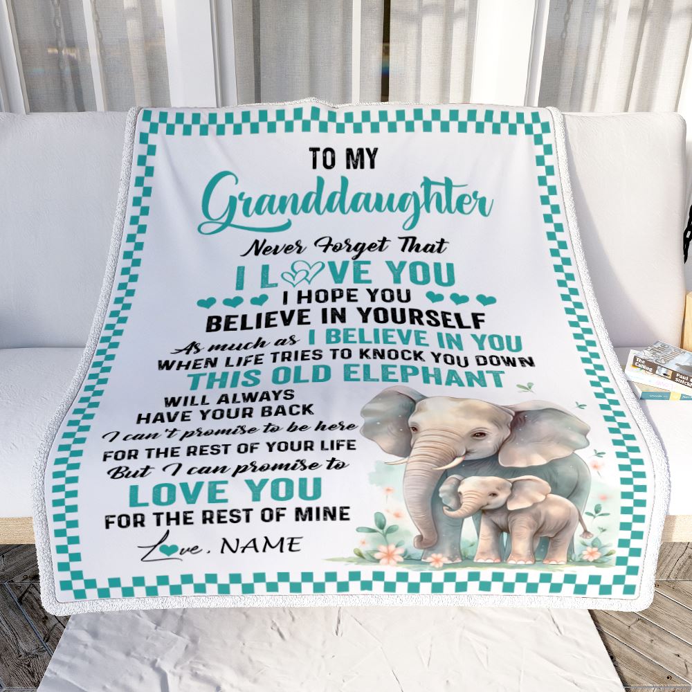Personalized To My Granddaughter Blanket From Grandma Papa This Old Elephant Love You Granddaughter Birthday Gifts Graduation Christmas Fleece Throw Blanket | siriusteestore