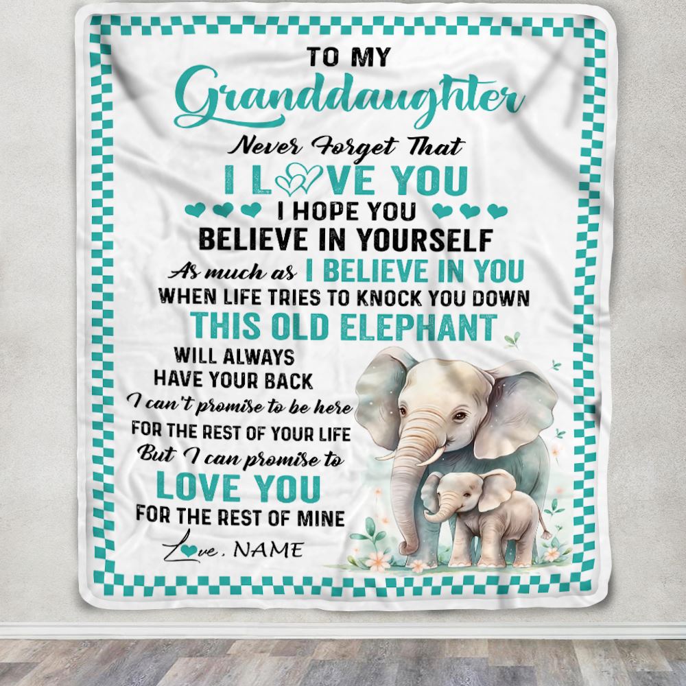 Personalized To My Granddaughter Blanket From Grandma Papa This Old Elephant Love You Granddaughter Birthday Gifts Graduation Christmas Fleece Throw Blanket | siriusteestore
