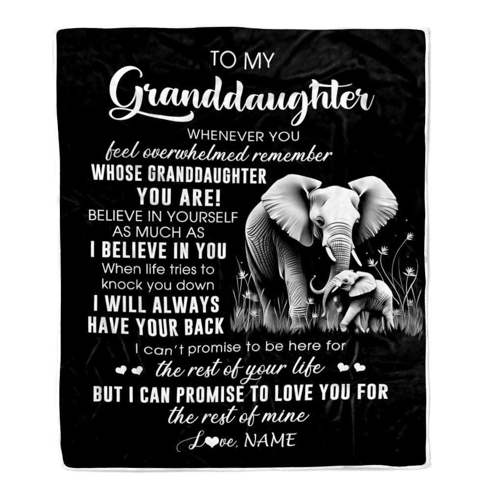 Personalized To My Granddaughter Blanket From Grandma Papa Whenever You Feel Elephant Granddaughter Birthday Gifts Graduation Christmas Fleece Throw Blanket | siriusteestore