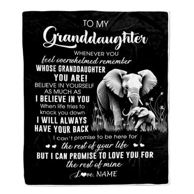 Personalized To My Granddaughter Blanket From Grandma Papa Whenever You Feel Elephant Granddaughter Birthday Gifts Graduation Christmas Fleece Throw Blanket | siriusteestore