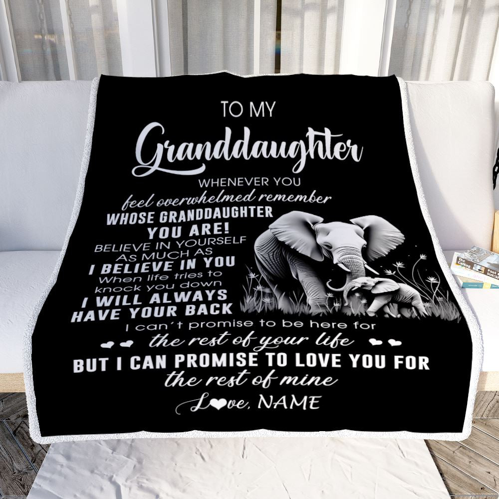 Personalized To My Granddaughter Blanket From Grandma Papa Whenever You Feel Elephant Granddaughter Birthday Gifts Graduation Christmas Fleece Throw Blanket | siriusteestore