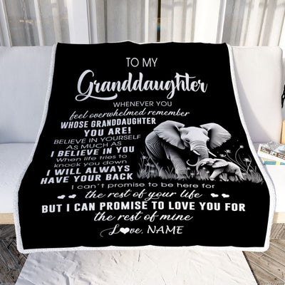 Personalized To My Granddaughter Blanket From Grandma Papa Whenever You Feel Elephant Granddaughter Birthday Gifts Graduation Christmas Fleece Throw Blanket | siriusteestore
