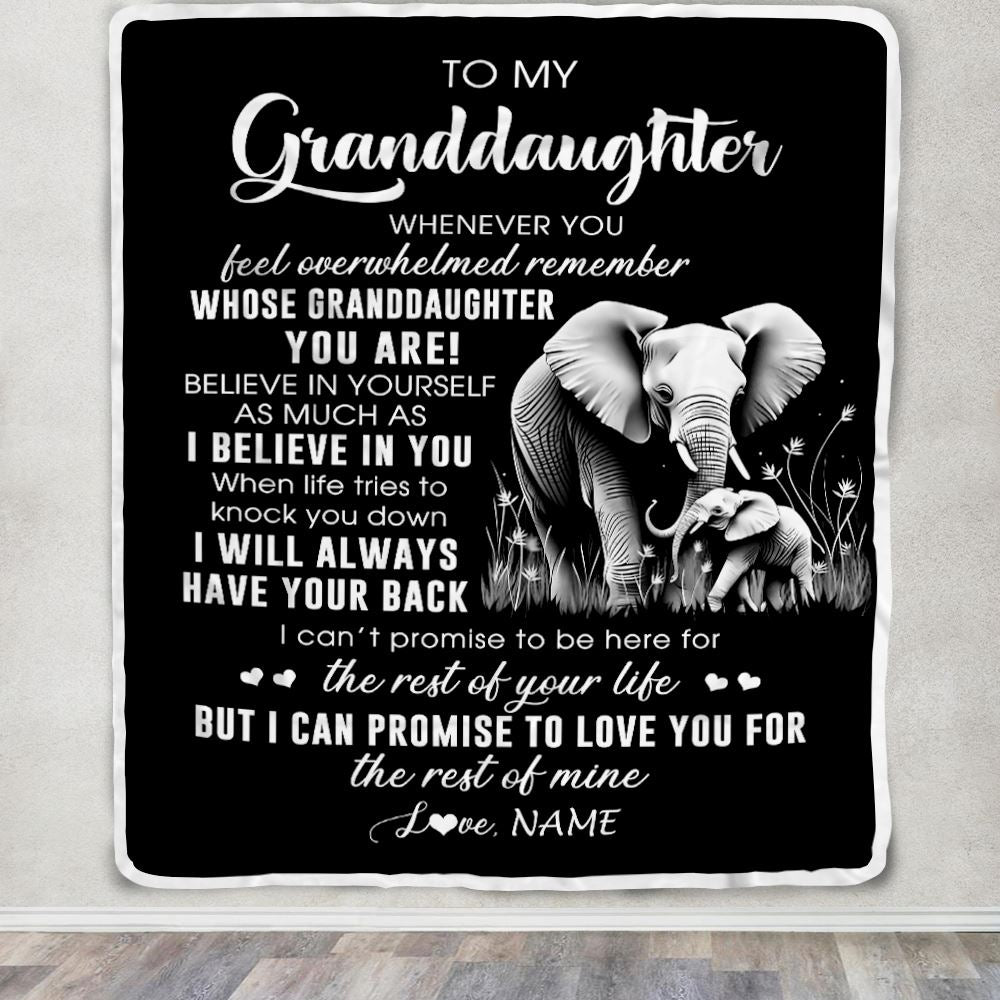 Personalized To My Granddaughter Blanket From Grandma Papa Whenever You Feel Elephant Granddaughter Birthday Gifts Graduation Christmas Fleece Throw Blanket | siriusteestore
