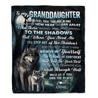 Personalized To My Granddaughter Blanket From Grandma Pops Never Feel That You Are Alone Wolf Granddaughter Birthday Christmas Customized Gift Fleece Blanket | siriusteestore