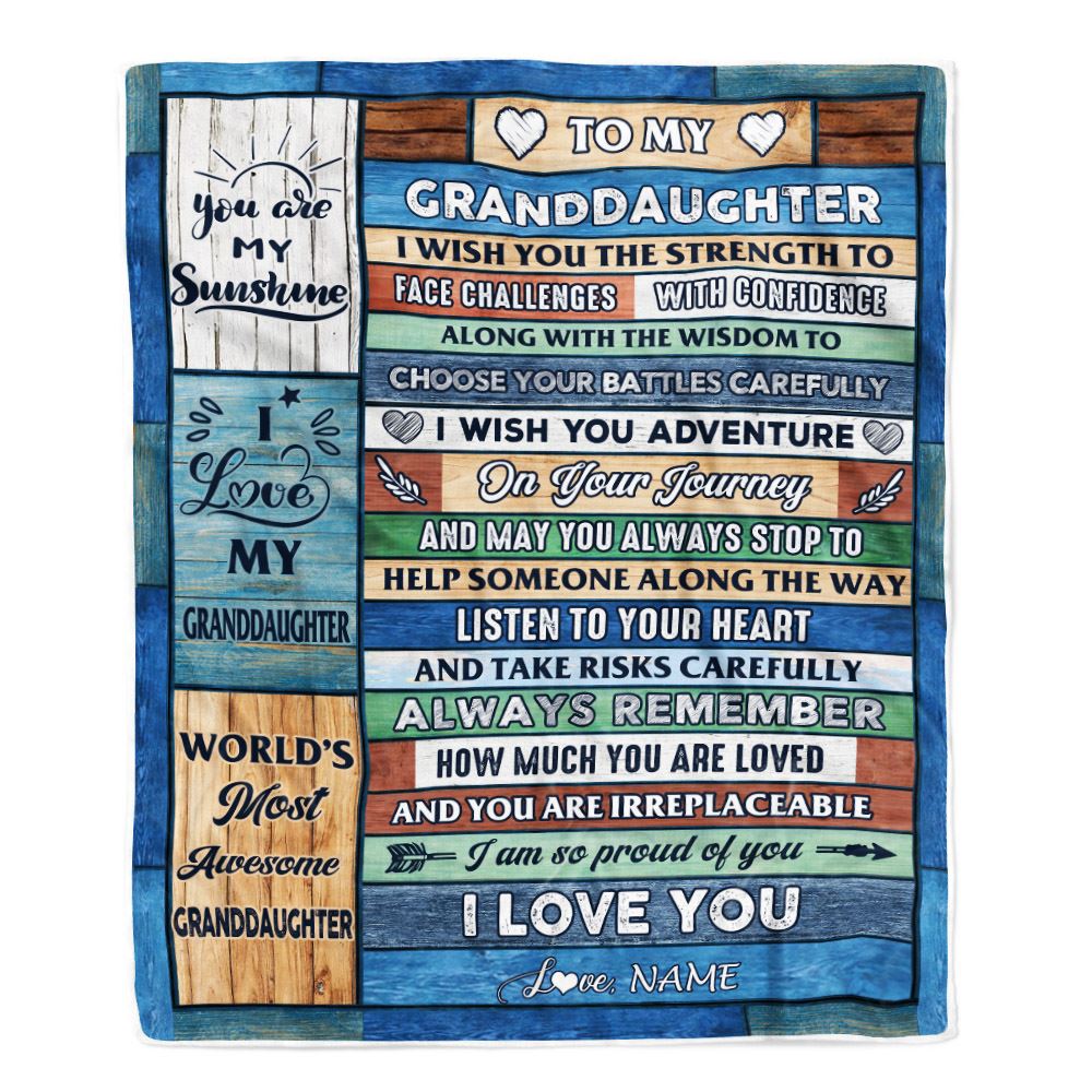 Personalized To My Granddaughter Blanket From Grandma Pops Wood I Am So Proud Of You I Love You Granddaughter Birthday Christmas Customized Fleece Blanket | siriusteestore