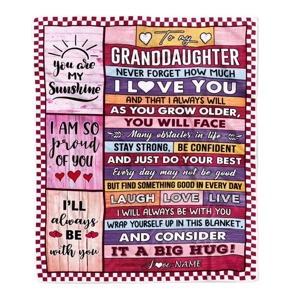 Personalized To My Granddaughter Blanket From Grandma Pops Wood Never Forget How Much I Love You Granddaughter Birthday Christmas Customized Fleece Blanket | siriusteestore
