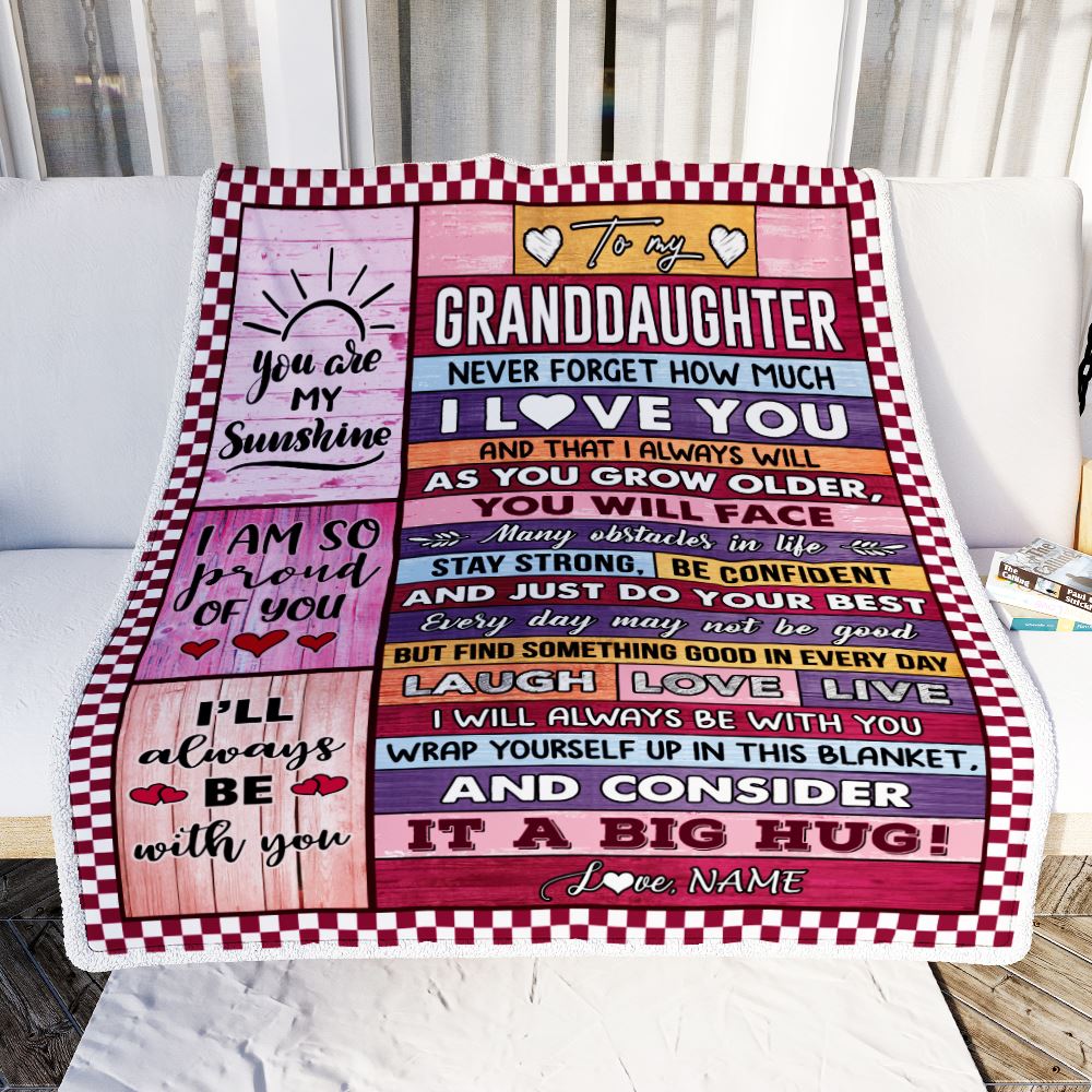 Personalized To My Granddaughter Blanket From Grandma Pops Wood Never Forget How Much I Love You Granddaughter Birthday Christmas Customized Fleece Blanket | siriusteestore