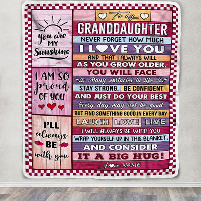 Personalized To My Granddaughter Blanket From Grandma Pops Wood Never Forget How Much I Love You Granddaughter Birthday Christmas Customized Fleece Blanket | siriusteestore