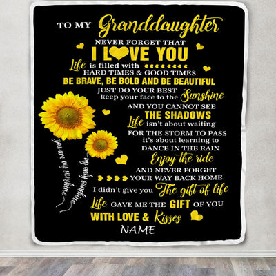 Personalized To My Granddaughter Blanket From Grandma Sunflower Never Forget I Love You Birthday Celebrating Graduation Gift Christmas Fleece Blanket | siriusteestore