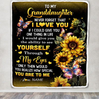 Personalized To My Granddaughter Blanket From Grandma Sunflower Never Forget That I Love You Granddaughter Birthday Christmas Customized Gift Fleece Blanket | siriusteestore