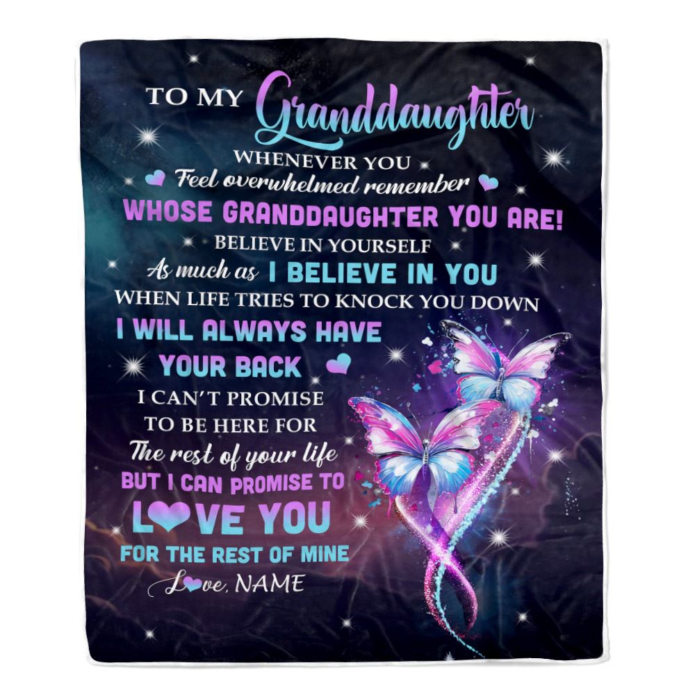 Personalized To My Granddaughter Blanket From Grandma Whenever You Feel Butterfly Granddaughter Birthday Gifts Graduation Christmas Fleece Throw Blanket | siriusteestore