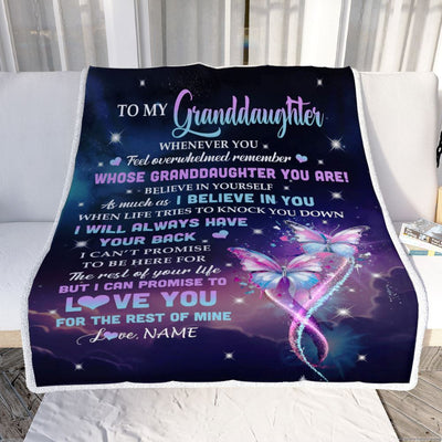 Personalized To My Granddaughter Blanket From Grandma Whenever You Feel Butterfly Granddaughter Birthday Gifts Graduation Christmas Fleece Throw Blanket | siriusteestore