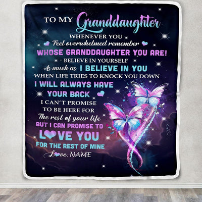 Personalized To My Granddaughter Blanket From Grandma Whenever You Feel Butterfly Granddaughter Birthday Gifts Graduation Christmas Fleece Throw Blanket | siriusteestore