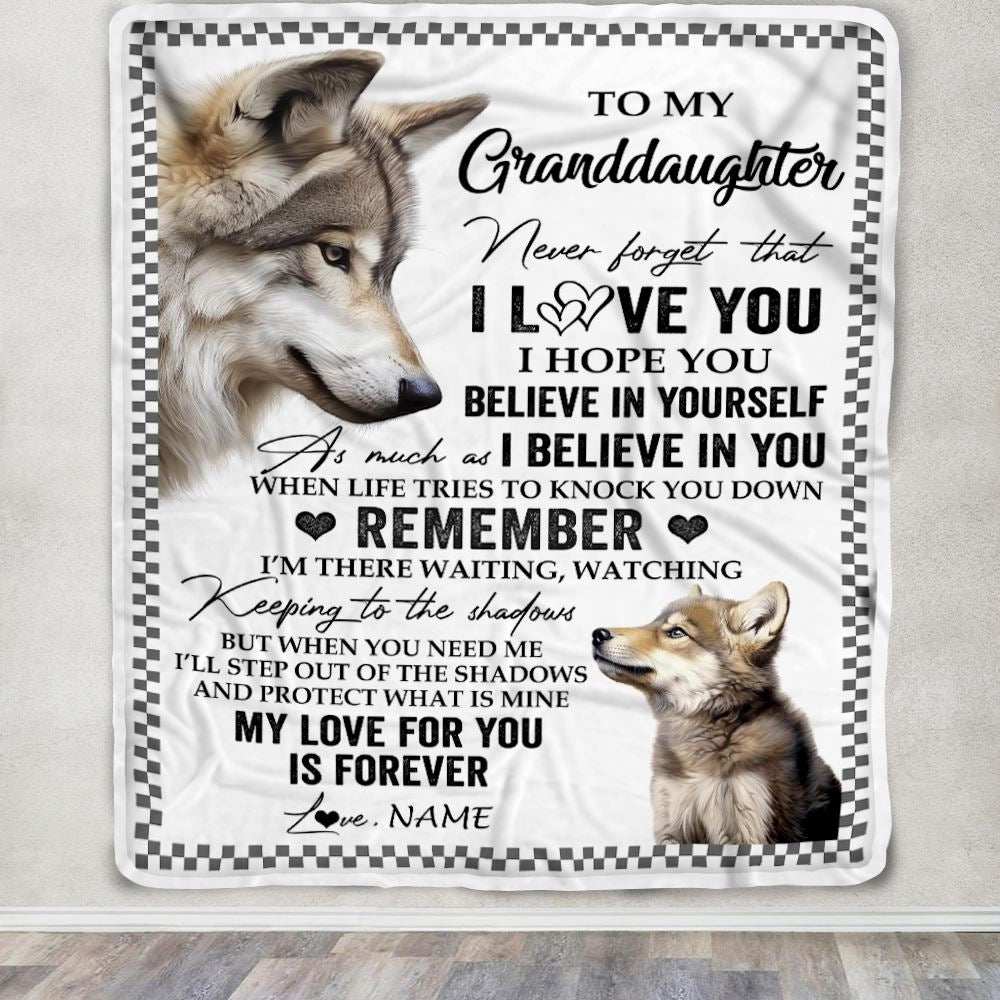 Personalized To My Granddaughter Blanket From Grandma Wolf My Love For You Is Forever Granddaughter Birthday Gifts Graduation Christmas Fleece Throw Blanket | siriusteestore