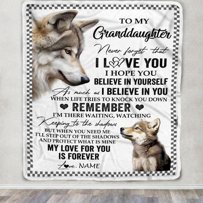 Personalized To My Granddaughter Blanket From Grandma Wolf My Love For You Is Forever Granddaughter Birthday Gifts Graduation Christmas Fleece Throw Blanket | siriusteestore