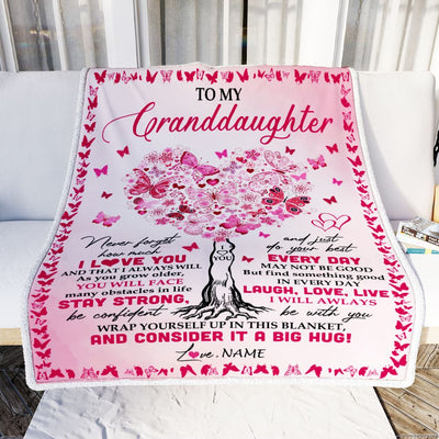 Personalized To My Granddaughter Blanket From Grandmother Butterfly Laugh Love Live Granddaughter Birthday Christmas Customized Bed Fleece Blanket | siriusteestore