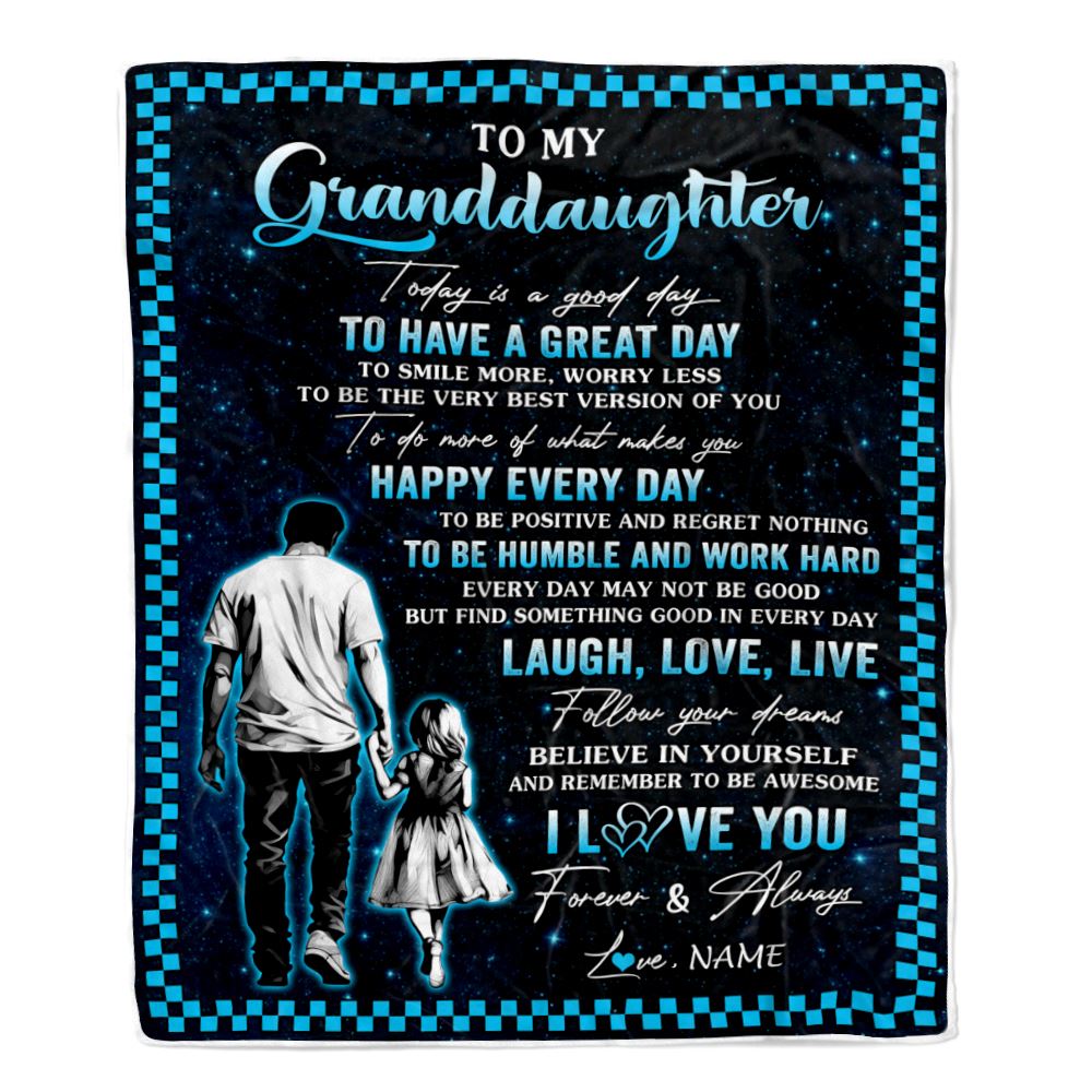Personalized To My Granddaughter Blanket From Grandpa Every Day Laugh Love Live Grandpa Granddaughter Birthday Gifts Graduation Christmas Fleece Throw Blanket | siriusteestore