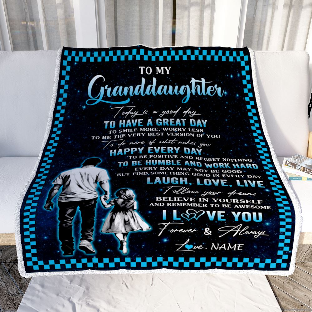 Personalized To My Granddaughter Blanket From Grandpa Every Day Laugh Love Live Grandpa Granddaughter Birthday Gifts Graduation Christmas Fleece Throw Blanket | siriusteestore