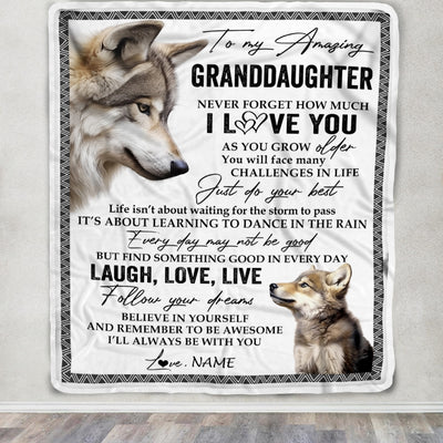 Personalized To My Granddaughter Blanket From Grandpa Grandma Just Do You Best Laugh Love Live Wolf Granddaughter Birthday Christmas Bed Fleece Throw Blanket | siriusteestore