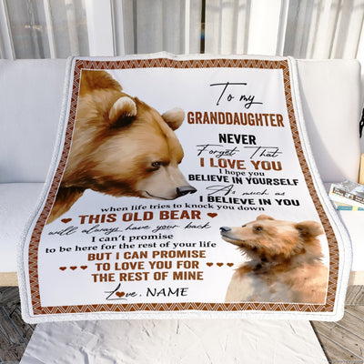 Personalized To My Granddaughter Blanket From Grandpa Grandma Never Forget That I Love You Bear Granddaughter Birthday Christmas Bed Fleece Throw Blanket | siriusteestore