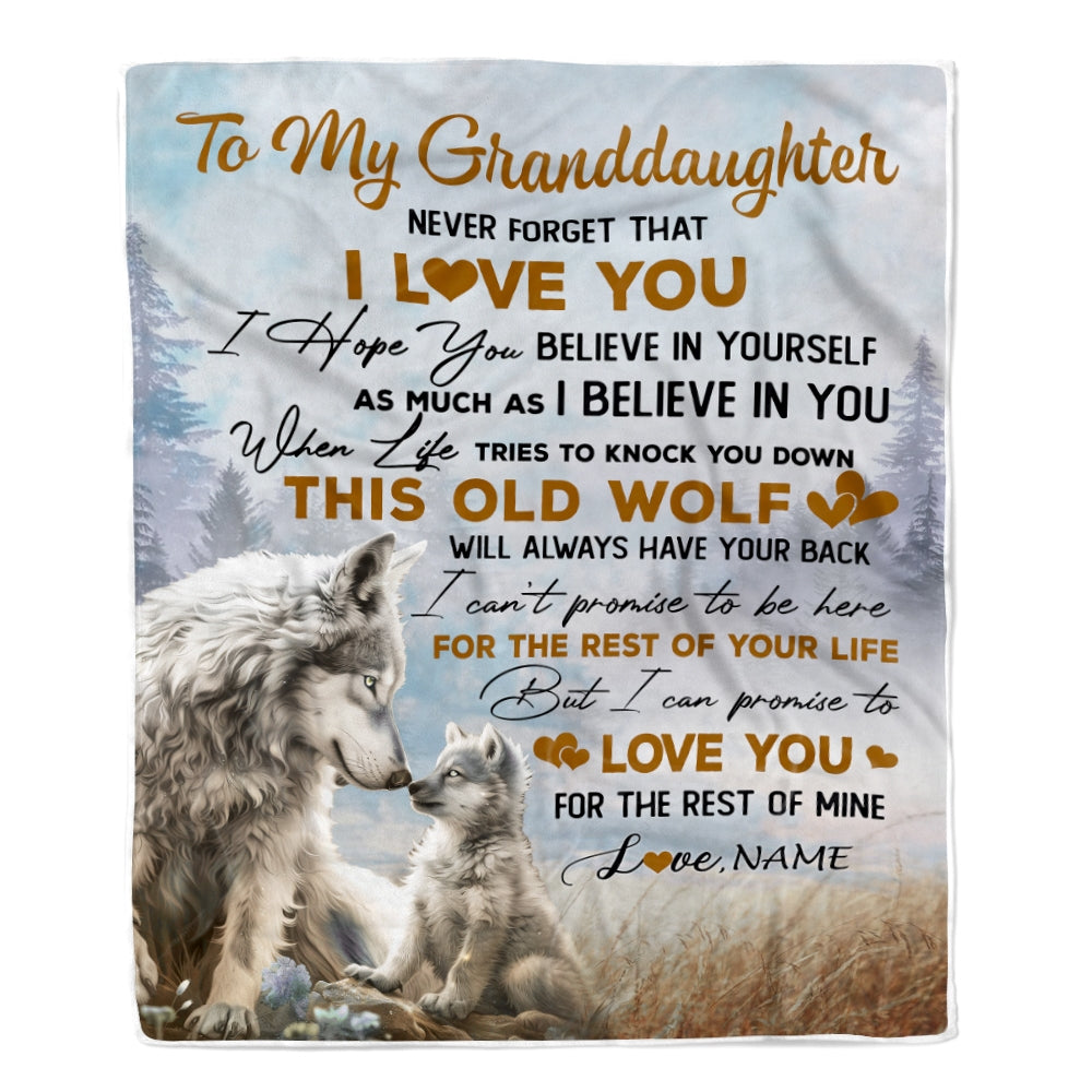 Personalized To My Granddaughter Blanket From Grandpa Grandma Never Forget That I Love You Wolf Granddaughter Birthday Christmas Bed Fleece Throw Blanket | siriusteestore