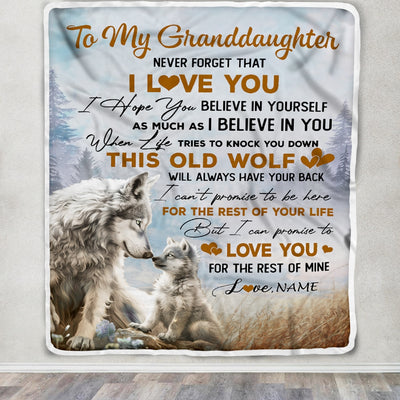Personalized To My Granddaughter Blanket From Grandpa Grandma Never Forget That I Love You Wolf Granddaughter Birthday Christmas Bed Fleece Throw Blanket | siriusteestore