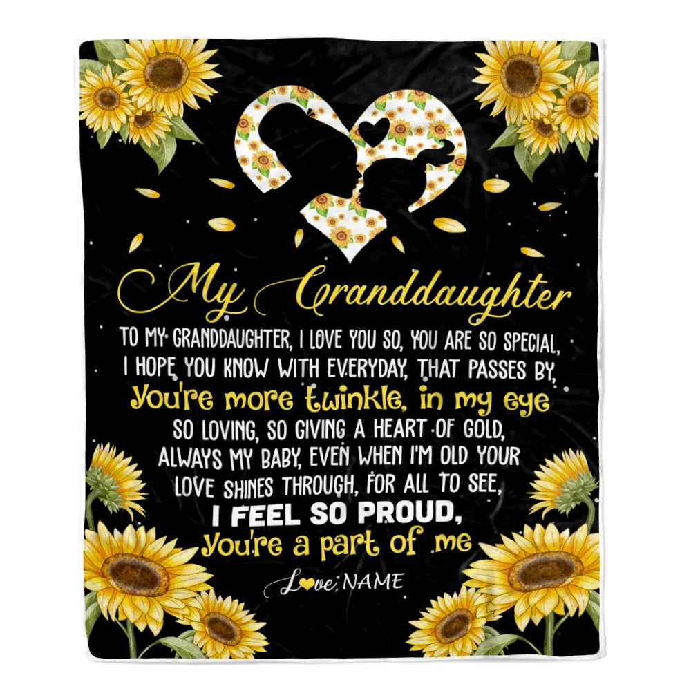 Personalized To My Granddaughter Blanket From Grandpa Grandma Sunflower I Love You So Special Granddaughter Birthday Christmas Bed Fleece Throw Blanket | siriusteestore