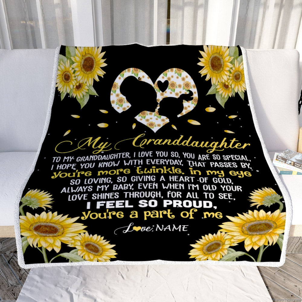 Personalized To My Granddaughter Blanket From Grandpa Grandma Sunflower I Love You So Special Granddaughter Birthday Christmas Bed Fleece Throw Blanket | siriusteestore
