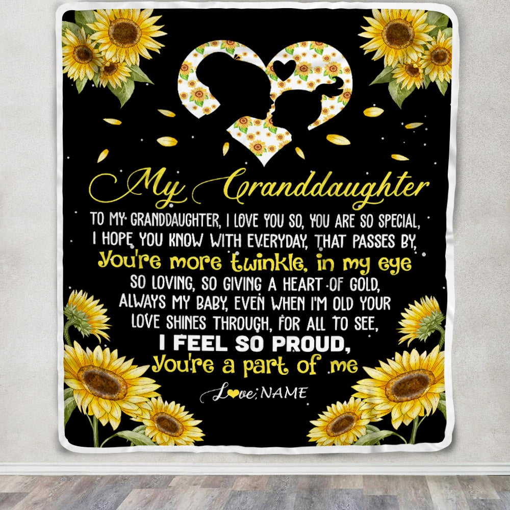 Personalized To My Granddaughter Blanket From Grandpa Grandma Sunflower I Love You So Special Granddaughter Birthday Christmas Bed Fleece Throw Blanket | siriusteestore