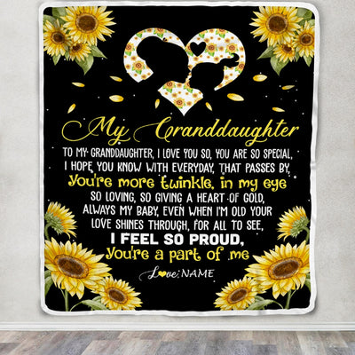 Personalized To My Granddaughter Blanket From Grandpa Grandma Sunflower I Love You So Special Granddaughter Birthday Christmas Bed Fleece Throw Blanket | siriusteestore