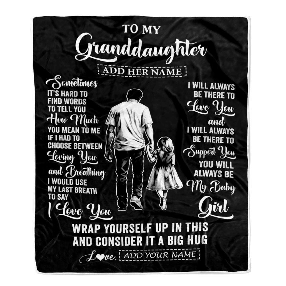 Personalized To My Granddaughter Blanket From Grandpa Papa Sometimes It's Hard Granddaughter Birthday Gifts Graduation Christmas Fleece Throw Blanket | siriusteestore