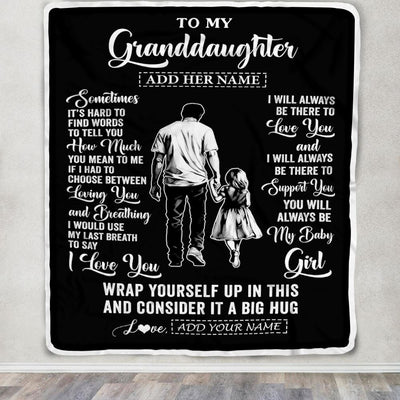 Personalized To My Granddaughter Blanket From Grandpa Papa Sometimes It's Hard Granddaughter Birthday Gifts Graduation Christmas Fleece Throw Blanket | siriusteestore