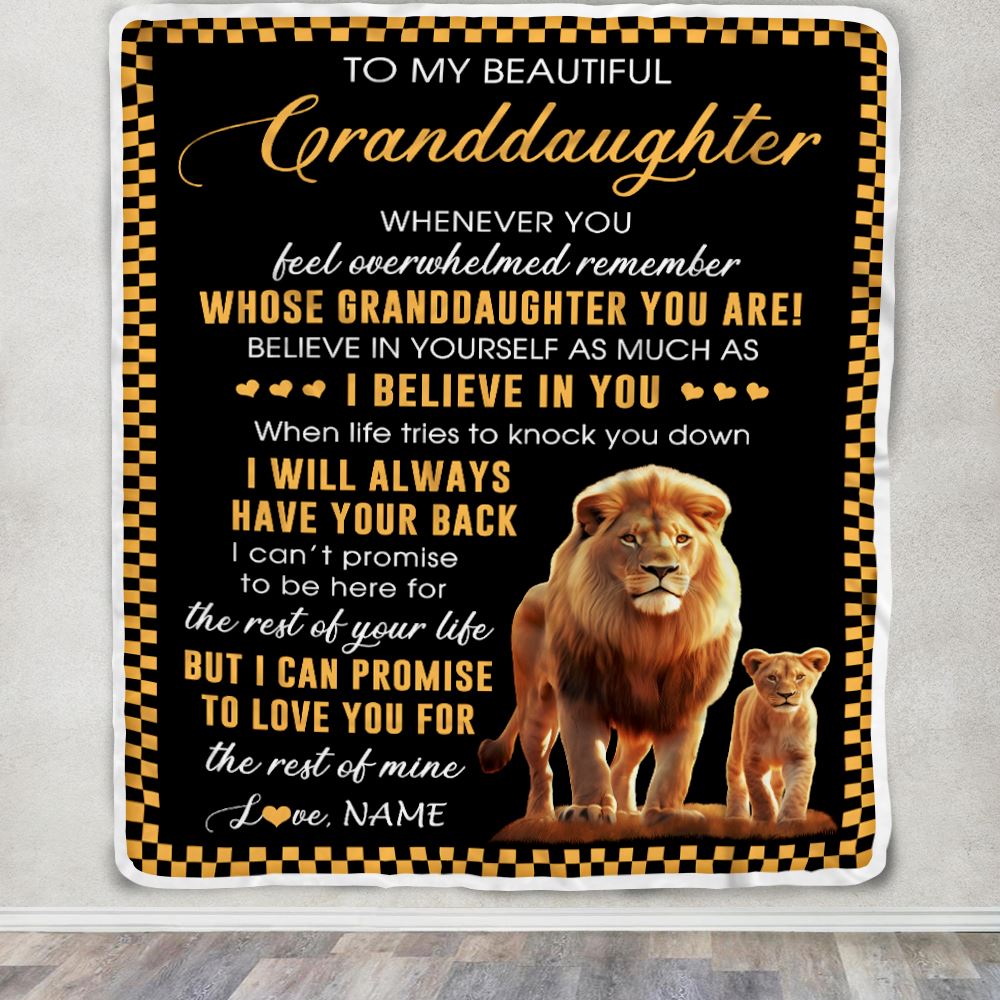 Personalized To My Granddaughter Blanket From Grandpa Papa Whenever You Feel Lion Granddaughter Birthday Gifts Graduation Christmas Fleece Throw Blanket | siriusteestore