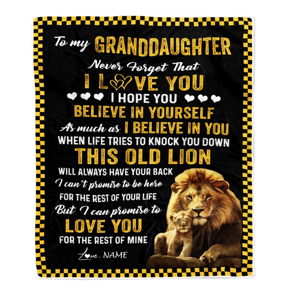 Personalized To My Granddaughter Blanket From Grandpa This Old Lion Love You Granddaughter Birthday Graduation Christmas Customized Fleece Blanket | siriusteestore