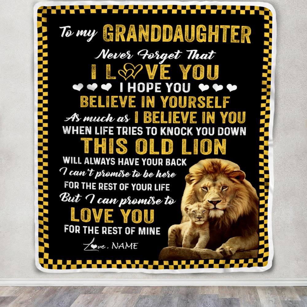 Personalized To My Granddaughter Blanket From Grandpa This Old Lion Love You Granddaughter Birthday Graduation Christmas Customized Fleece Blanket | siriusteestore