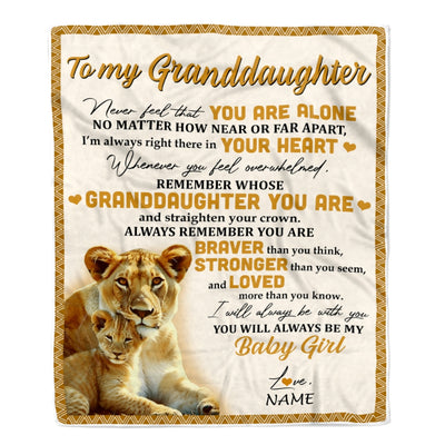Personalized To My Granddaughter Blanket From Nana Lion Never Feel That You Are Alone Great Granddaughter Birthday Christmas Bed Quilt Fleece Throw Blanket | siriusteestore