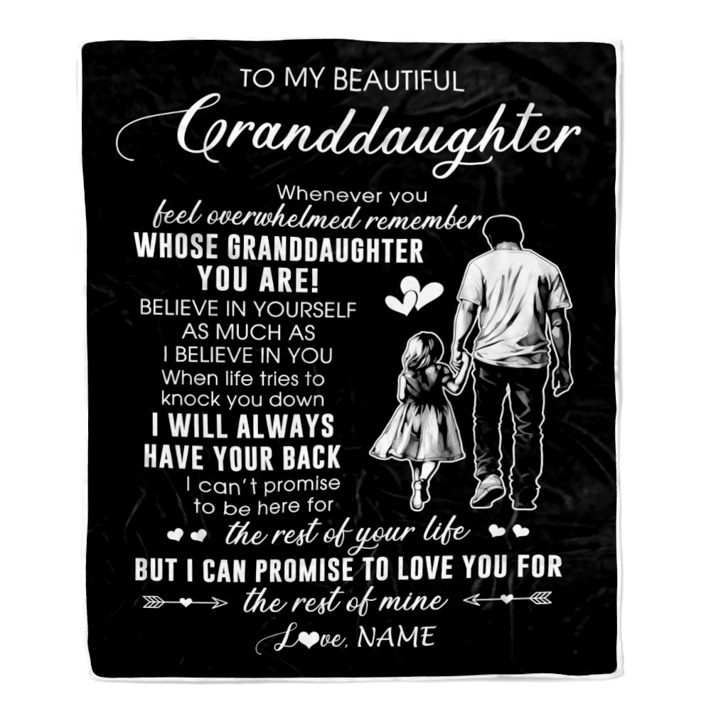 Personalized To My Granddaughter Blanket From Papa Grandpa Whenever You Feel Overwhelmed Granddaughter Birthday Christmas Customized Bed Fleece Throw Blanket | siriusteestore