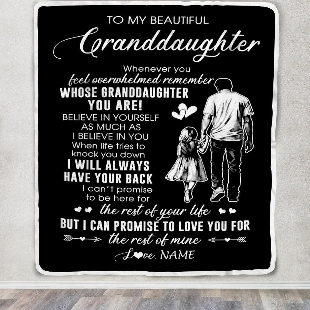 Personalized To My Granddaughter Blanket From Papa Grandpa Whenever You Feel Overwhelmed Granddaughter Birthday Christmas Customized Bed Fleece Throw Blanket | siriusteestore