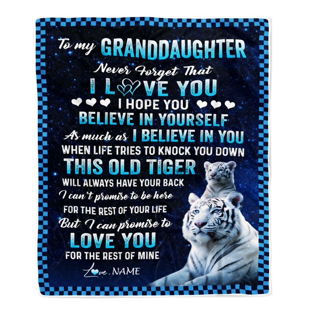 Personalized To My Granddaughter Blanket Gift From Grandma Papa This Old Tiger Love You Granddaughter Birthday Graduation Christmas Customized Fleece Blanket | siriusteestore