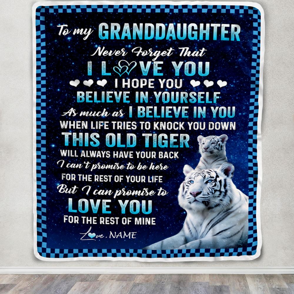 Personalized To My Granddaughter Blanket Gift From Grandma Papa This Old Tiger Love You Granddaughter Birthday Graduation Christmas Customized Fleece Blanket | siriusteestore