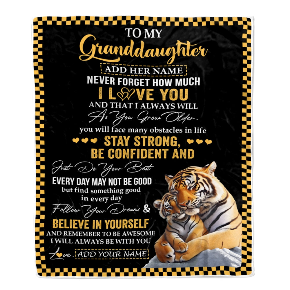Personalized To My Granddaughter Blanket Tiger I Love You Forever From Grandma Grandpa Nana Birthday Gifts Christmas Graduation Customized Fleece Blanket | siriusteestore
