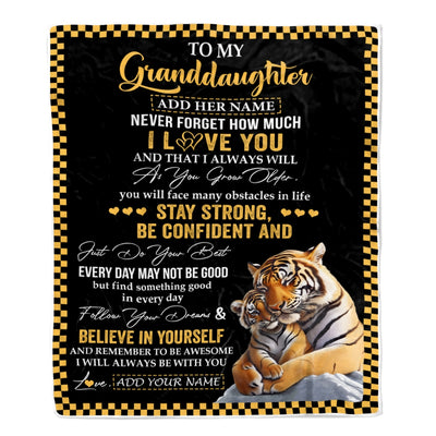 Personalized To My Granddaughter Blanket Tiger I Love You Forever From Grandma Grandpa Nana Birthday Gifts Christmas Graduation Customized Fleece Blanket | siriusteestore