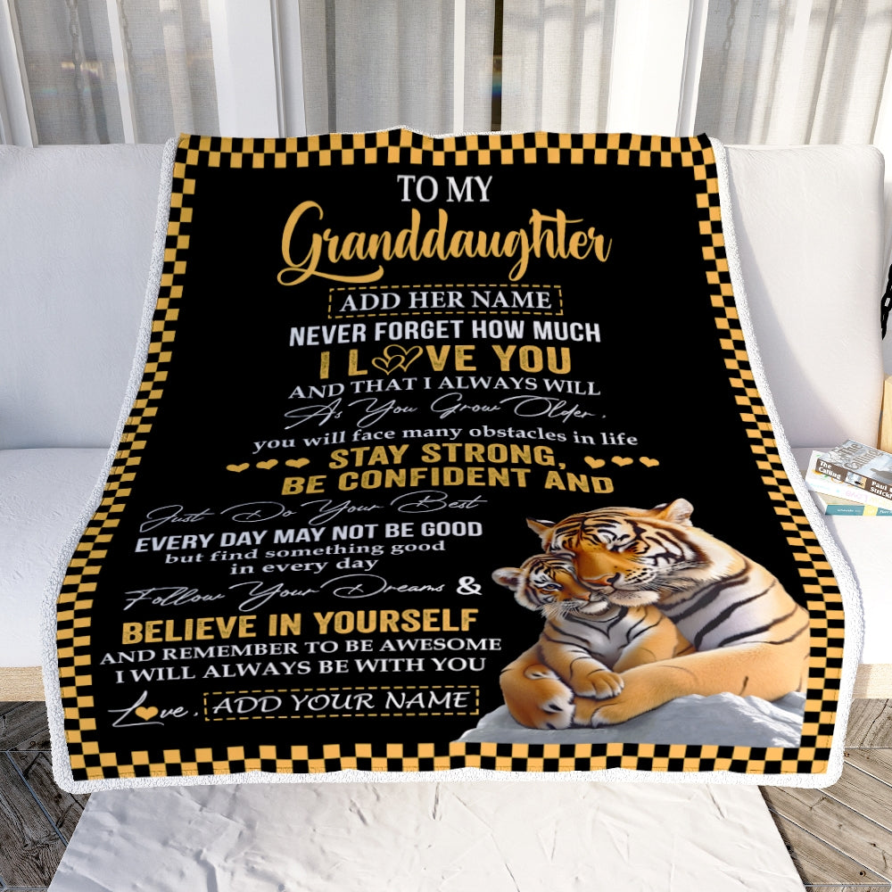 Personalized To My Granddaughter Blanket Tiger I Love You Forever From Grandma Grandpa Nana Birthday Gifts Christmas Graduation Customized Fleece Blanket | siriusteestore