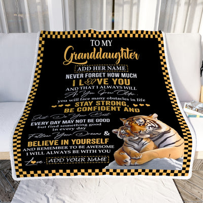 Personalized To My Granddaughter Blanket Tiger I Love You Forever From Grandma Grandpa Nana Birthday Gifts Christmas Graduation Customized Fleece Blanket | siriusteestore