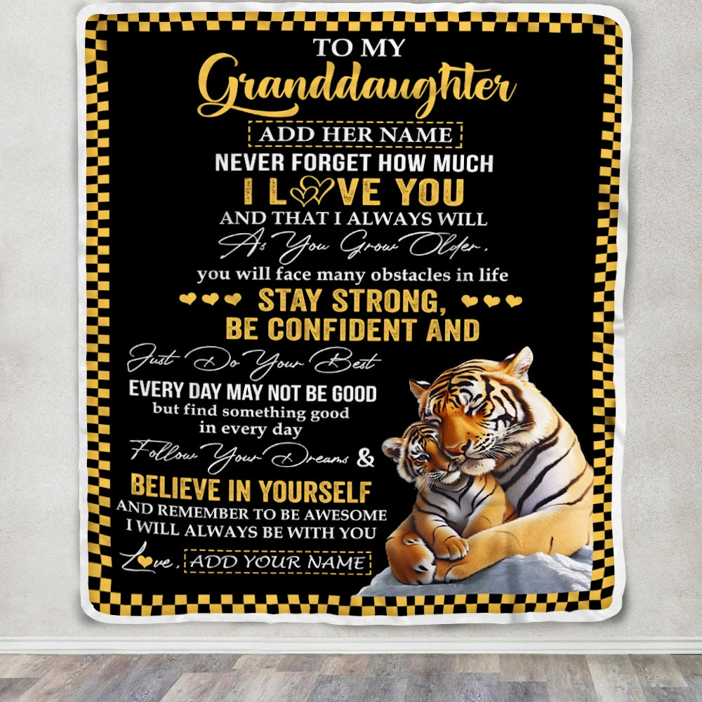 Personalized To My Granddaughter Blanket Tiger I Love You Forever From Grandma Grandpa Nana Birthday Gifts Christmas Graduation Customized Fleece Blanket | siriusteestore
