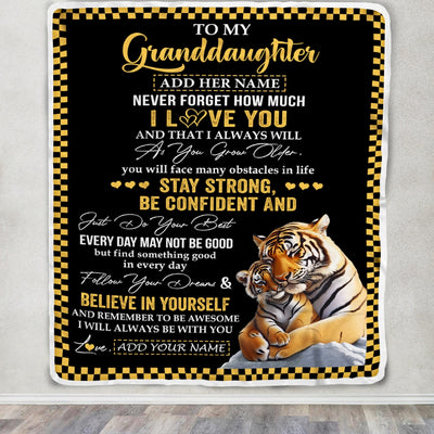 Personalized To My Granddaughter Blanket Tiger I Love You Forever From Grandma Grandpa Nana Birthday Gifts Christmas Graduation Customized Fleece Blanket | siriusteestore