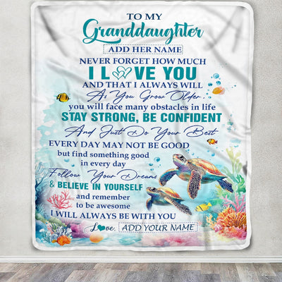 Personalized To My Granddaughter Blanket Turtle I Love You Forever From Grandma Grandpa Nana Birthday Gifts Christmas Graduation Customized Fleece Blanket | siriusteestore