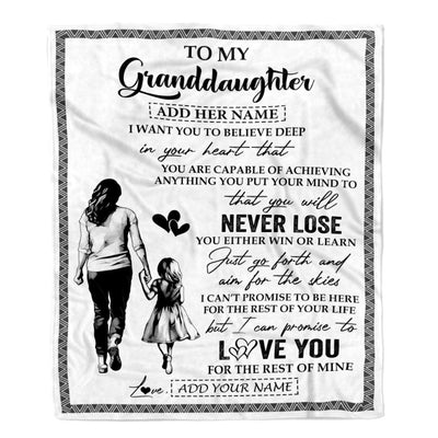Personalized To My Granddaughter Blanket You Will Never Lose From Grandma Gigi Granddaughter Birthday Gifts Christmas Customized Fleece Throw Blanket | siriusteestore